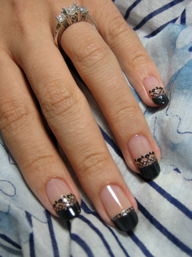 black lace nail stickers